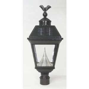   Solar Post Lantern Head with Eagle Finial in Black Pole Without Pole