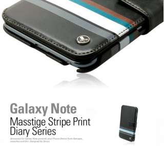   Galaxy Note Leather Case N7000 MASSTIGE STRIPE PRINT DIARY TYPE  