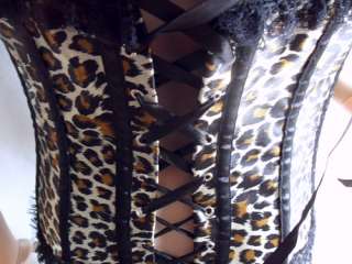 Lace up Leopard Burlesque Gothic Corset+skirt SZ 2XL  