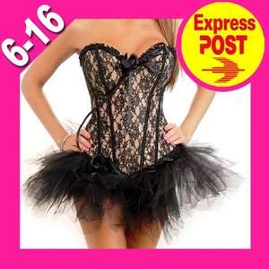 Midnight Burlesque costume corset petticoat TUTU 8 16  
