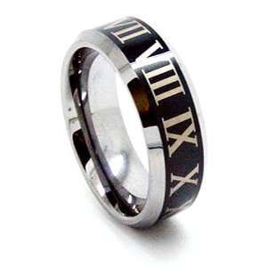   Roman Numeral Design Tungsten Carbide Engagement Ring Fashion Band