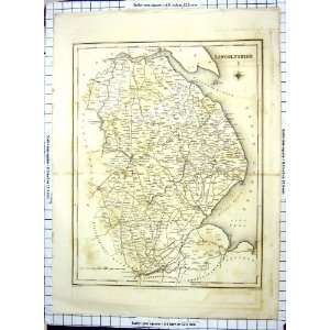  Walker Antique Map Lincolnshire England Boston Barton 
