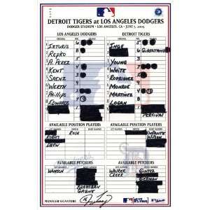   07 2005 Game Used Lineup Card (Jim Tracy Signed)