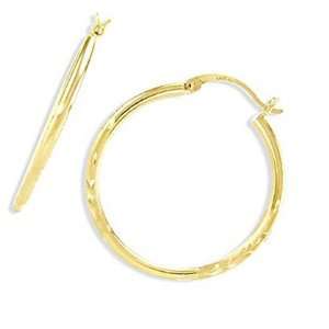  Fashion Hoop Earrings 14k Yellow Gold Leaf Design Womens 