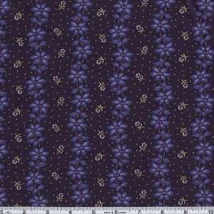   Floral Stripe Navy Fabric By The Yard Arts, Crafts & Sewing