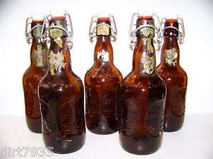SET 5 Grolsch glass Beer bottles porcelain top Rare  