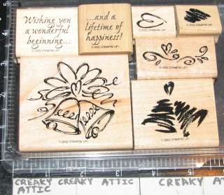 STAMPIN UP A LIFETIME OF HAPPINESS 7 RUBBER STAMPS WEDDING  