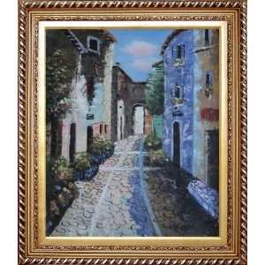  Narrow Cobbled Street Oil Painting, with Exquisite Dark 