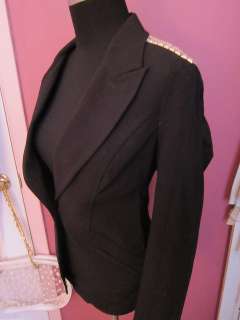 Cache Black Studded Shoulder Blazer Jacket Size 6  