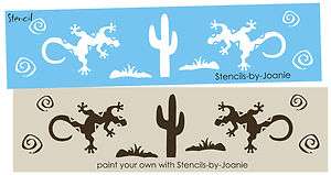 STENCIL Gecko Southwest Cactus Lizard Border Wall Art  