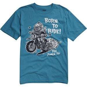  Fox Racing Born to Ride T Shirt   Large/Turquoise 