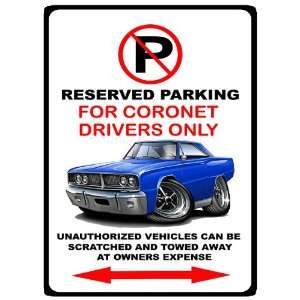    1966 Dodge Coronet Muscle Car toon No Parking Sign 