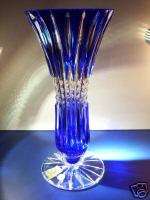 Caesar Crystal Vase Cobalt Blue Bohemia Cut Czech  