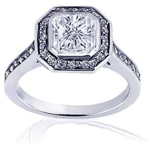 1 Ct Radiant Cut Diamond Halo Engagement Ring Pave 14K 