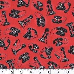   Gossip Chain Ringing Phones Red Fabric By The Yard Arts, Crafts