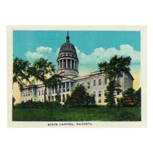 Augusta, Maine, Exterior View of the Capitol Building Giclee Poster 
