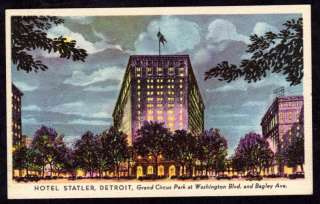 Detroit MI Hotel Statler 1947 Postcard View  