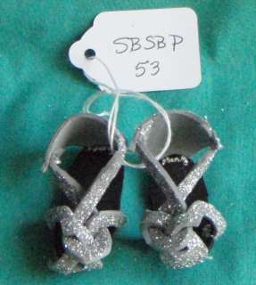 Silver Sparkle Foam Shoes with Black Soles for 18 Supersize Barbie 