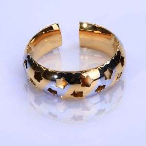 18k Gold plated Hollow Carved Little Star Cuff Bracelet  