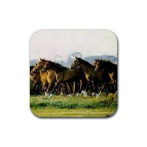  Wild Horses Rubber Square Coaster set (4 pack) Great Gift 
