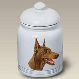 Doberman Red Dog   Linda Picken Treat Jar