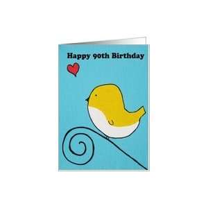   Yellow Cartoon bird   Happy 90th Birthday Painting Card Toys & Games