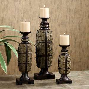 Exotic Tropical Safari Decor Candleholder Set of 3  