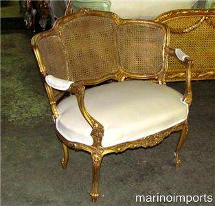 French Louis XV Caned Cane Corbeille Settee Chair half  