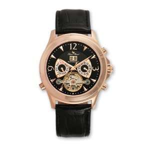  Mens Lucien Piccard Rose tone Stainless Black Automatic 