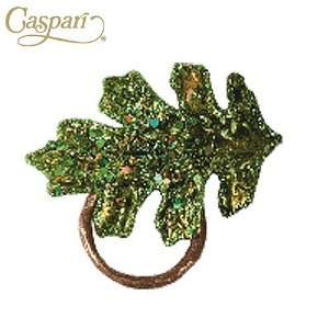  Caspari Napkin Rings HN402 C Green Leaf Napkin Ring 