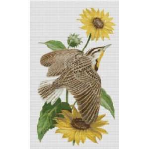  Kansas State Bird and Flower Counted Cross Stitch Pattern 