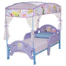 NEW Disney TINKERBELL Fairies CANOPY TODDLER BED Girls Kids Room Pink 