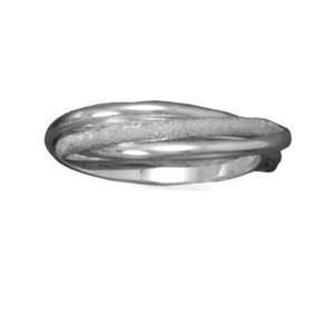   Interlocking Rolling Ring Polished and Stardust Sterling Silver 1.4mm