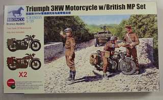 35 Triumph 3HW Motorcycle Set W 3 British MP Figures  
