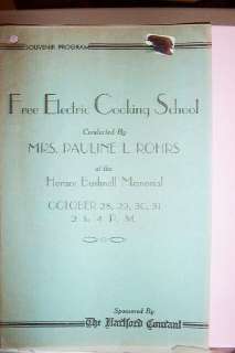 Hotpoint Cooking School Souvenir Program 1930 Rohrs  