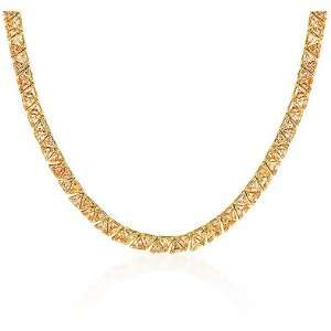  14k Gold Bonded Necklace with Trillion Cut Dark Champagne 