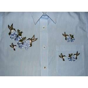 Las Olas Baby Stripe Shirt Hummingbird &Flowers Sz XS, S 
