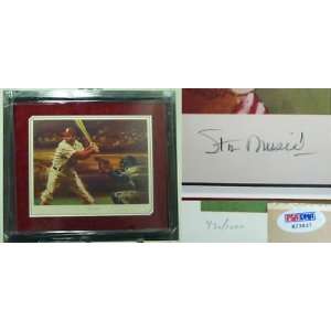  Stan Musial Signed Framed 18x22 Cardinals Art PSA COA 