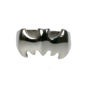 316L stainless steel ring with shiny polish   Bat Design   Face Width 