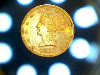 1901 S TEN DOLLAR $10 DOLLAR GOLD LIBERTY HEAD EAGLE COIN CORONET HEAD 