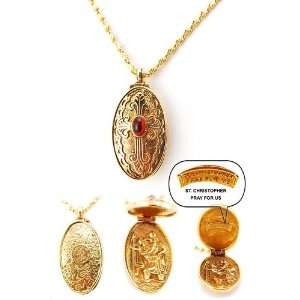 St. Christopher Locket Necklace   20 inch chain