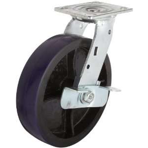 RWM Casters 46 Series Plate Caster, Swivel with Brake, Urethane on 
