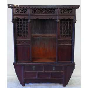 RB1010X Chinese Antique Meditation Shrine Cabinet with Coffer Base 