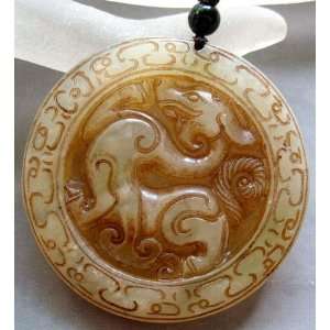  Old Jade Mythical Celestial Dragon Amulet Pendant 