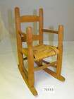 VTG Wooden Toy Doll Rocking Chair Woven Rush Seat