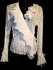 WHITE CARRIE ALLEN RUFFLED BLOUSE SZ MED EXCONDITION