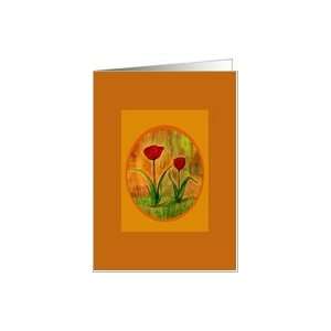 Spring Equinox, Two Red Tulips Card