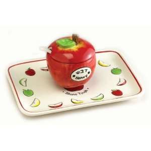 com Rite Lite HDA 1 Ceramic Apple Honey Dish Set With Tray And Spoon 