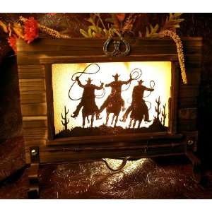  Old West 3 Cowboy Ropers Candle Holder 