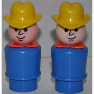 Vintage Little People Cowboys (2) (Yellow Cowboy Hat, Red Neckerchief 